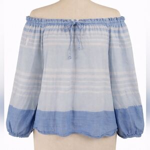 D.A.S.H. Blue White Off Shoulder Blouse | Medium